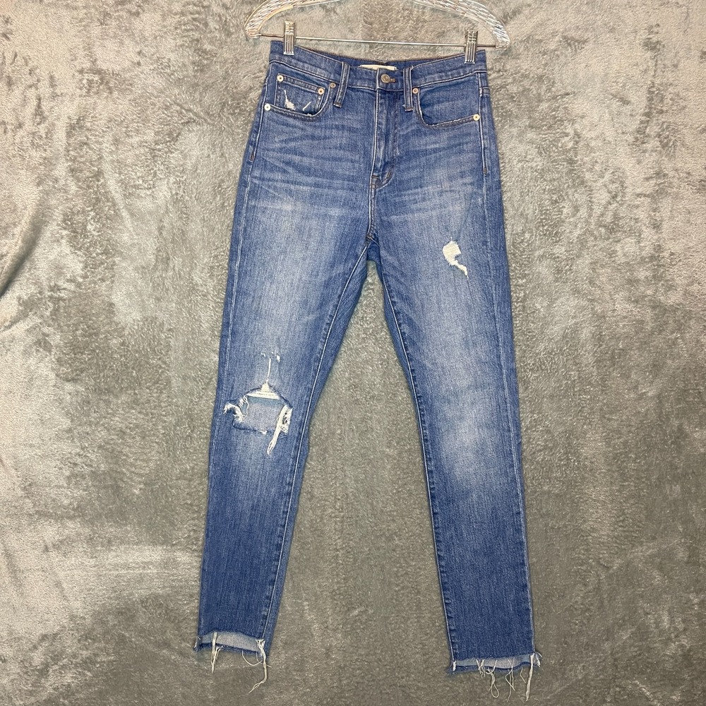 Madewell Women Classic High Rise Slim Boy Jean Distressed Stretch Denim 24